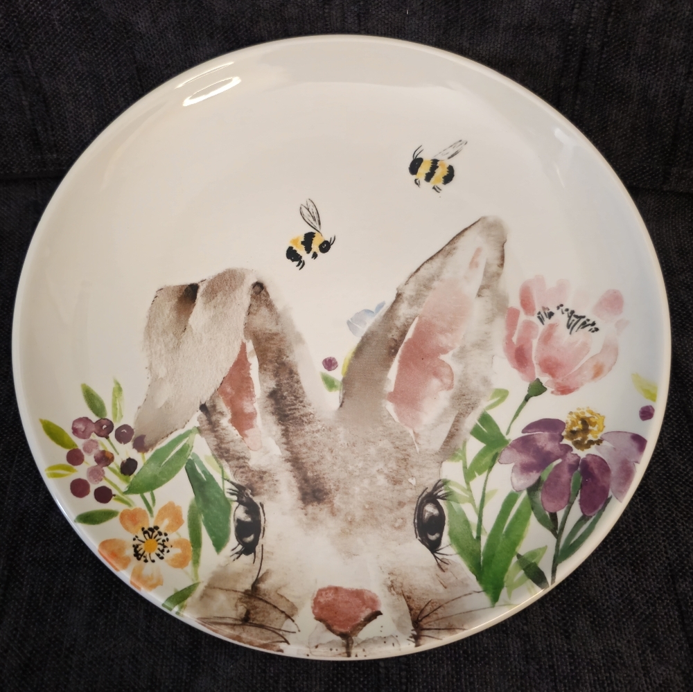 Set of 2 Lop Eared Easter Bunny treat, dessert, appetizer, salad plates.